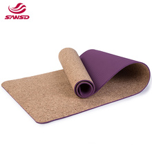 9mm OEM custom non slip eco friendly tpe rubber cork  yoga mat with double layer